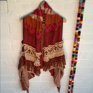 Anthropologie Moth Multi Color Fringe Sweater